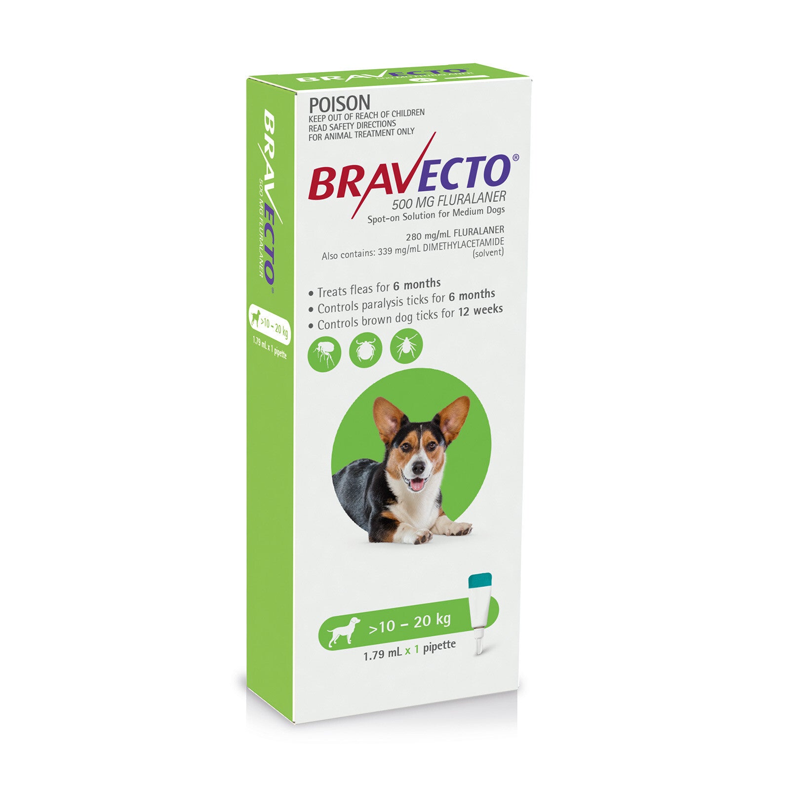 Bravecto Spot-on for Medium Dogs - 10 to 20kg 1Pk