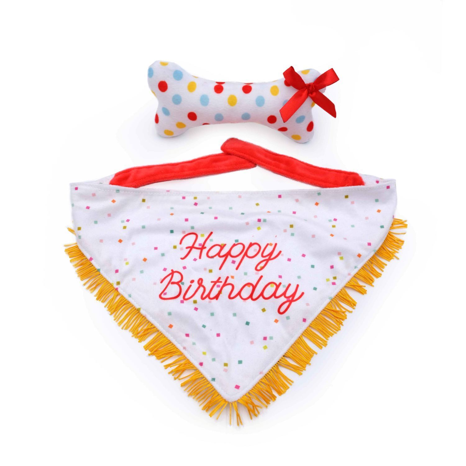 Zippy Paws Birthday Gift Set for Dogs Bandana & Bone 2-Pack
