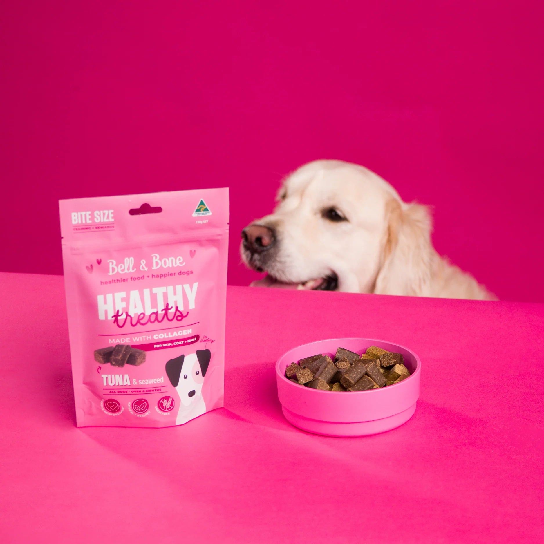 Bell & Bone Healthy Treats Skin, Coat + Nails Tuna & Seaweed Dog Treats 130g