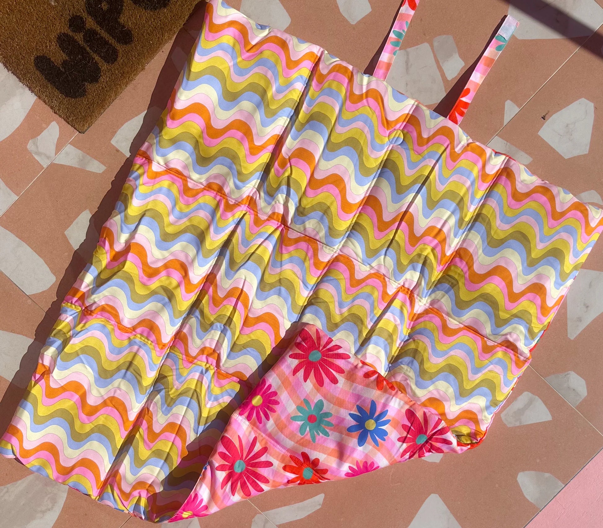 Deluxe Travel Mat: Blossom / Boho Waves