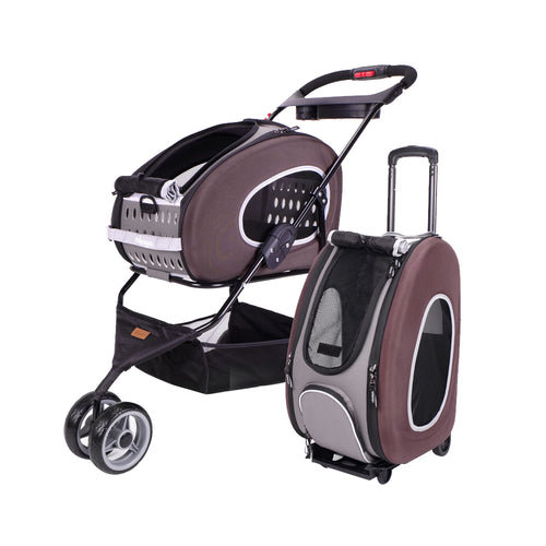 5-in-1 Combo EVA Pet Carrier/Pram/Stroller - Chocolate