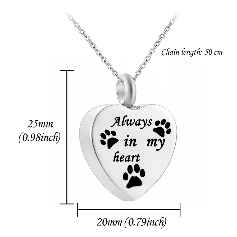 Cremation Jewelry for Ashes Always in my heart Stainless Steel Heart