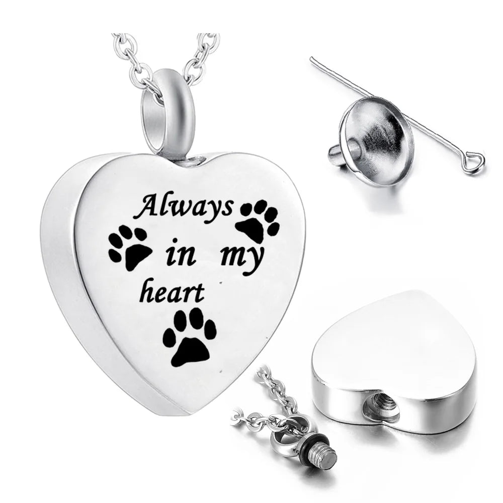 Cremation Jewelry for Ashes Always in my heart Stainless Steel Heart
