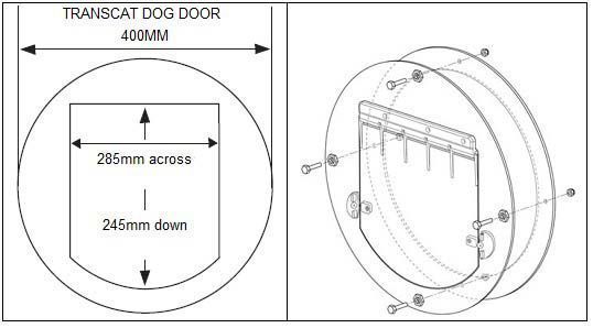 Transcat Large Pet Door for Cats & Small-Med Dogs - For Installation in Glass Doors & Windows