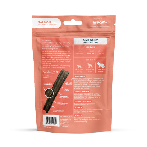 Adult Dog Dental Sticks - Salmon, Mint and Charcoal