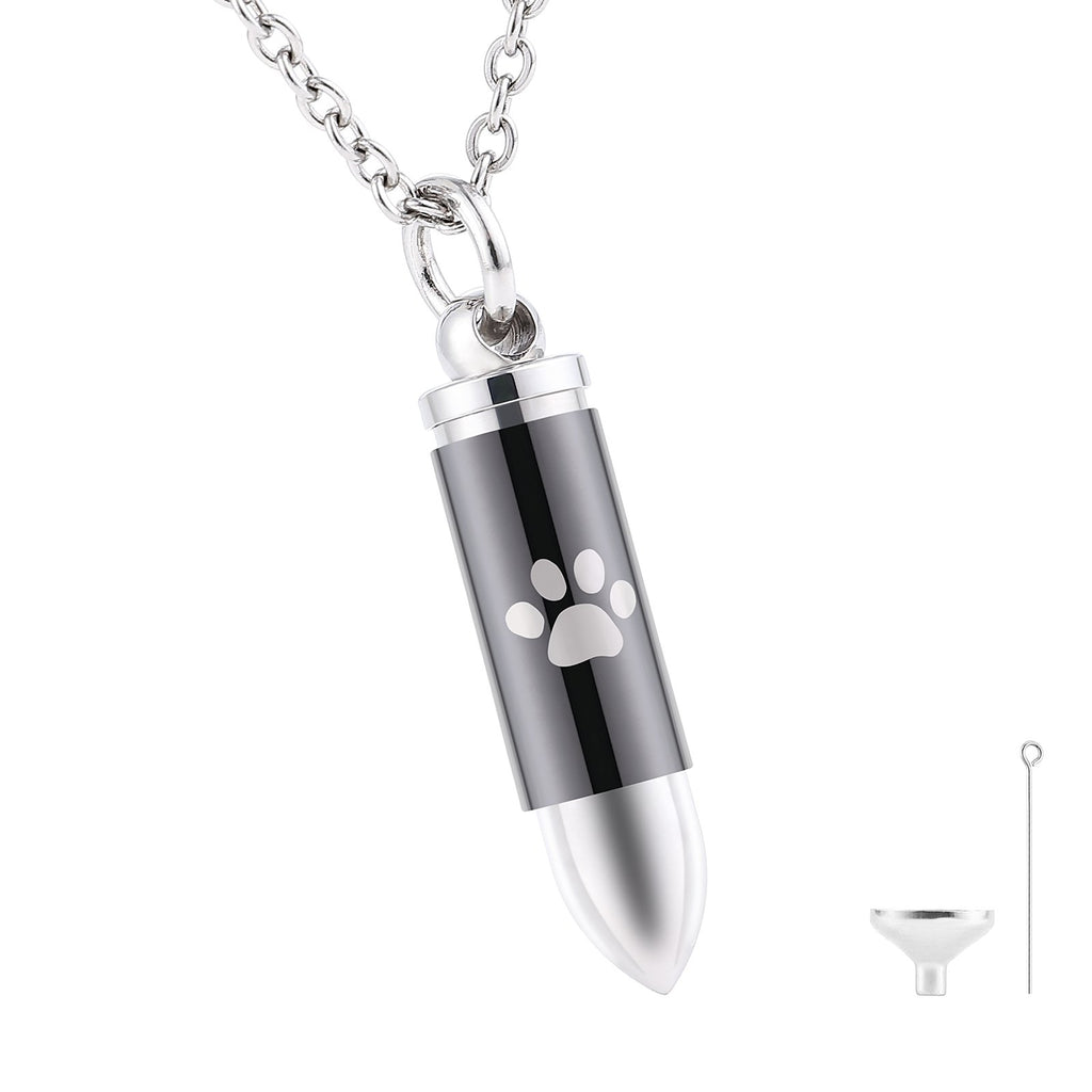 Dog Paw Pet Cremation Urn Necklace in Stainless Steel, Pet Urn